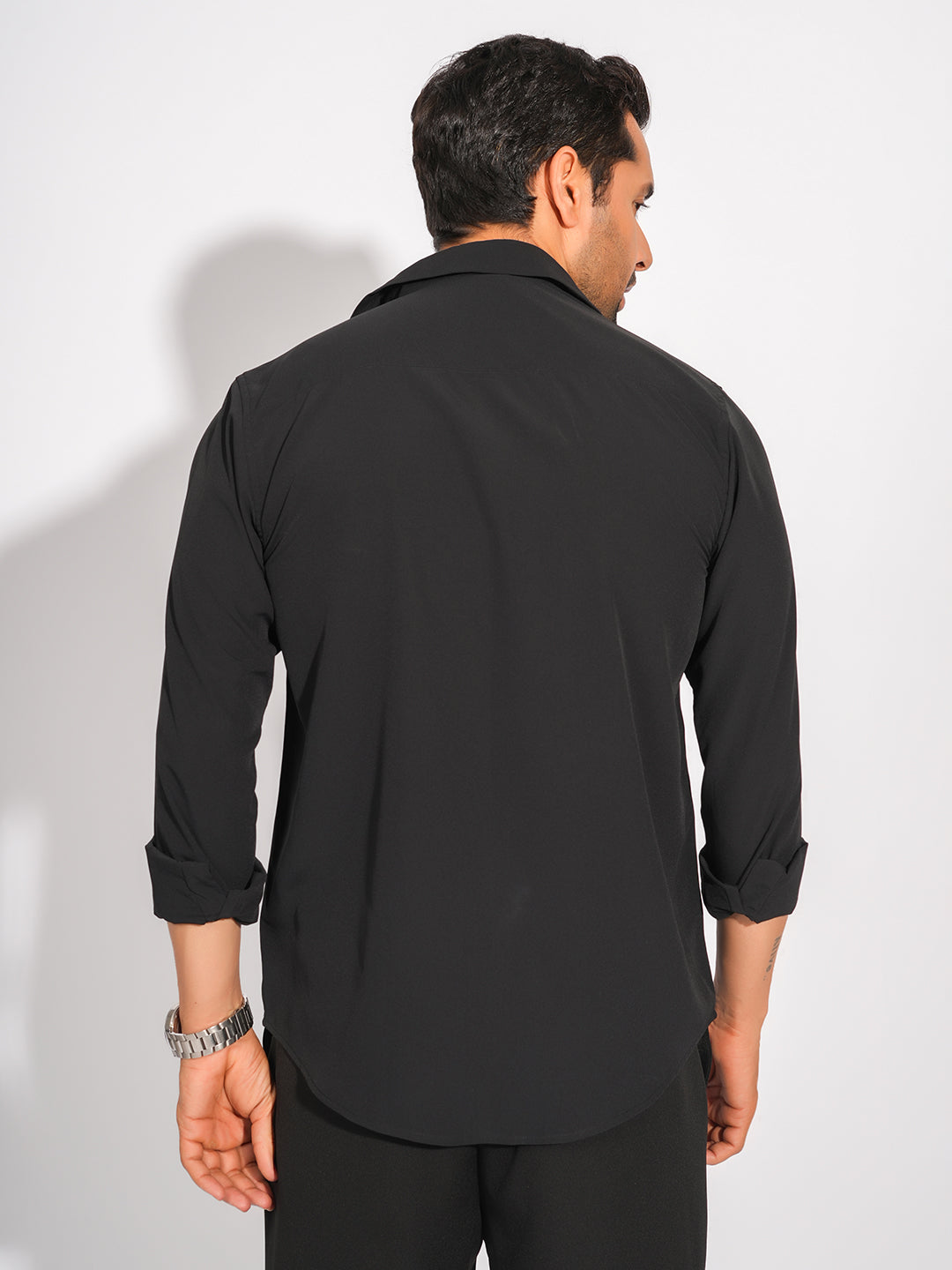 Black Solid Party Wear Slim Fit Shirt