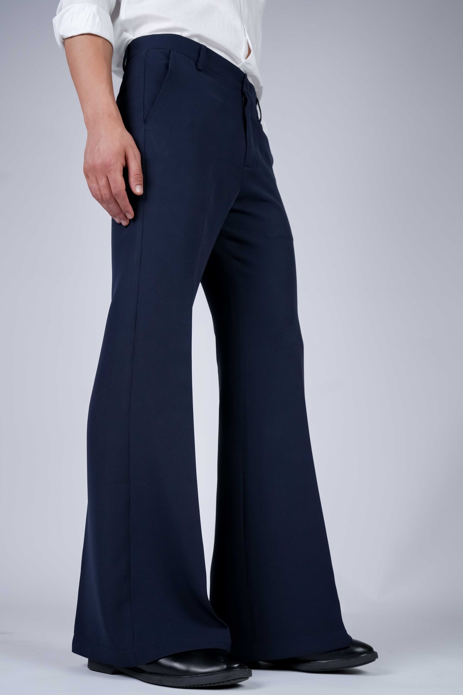 Navy Solid Boot Cut Fit Pants