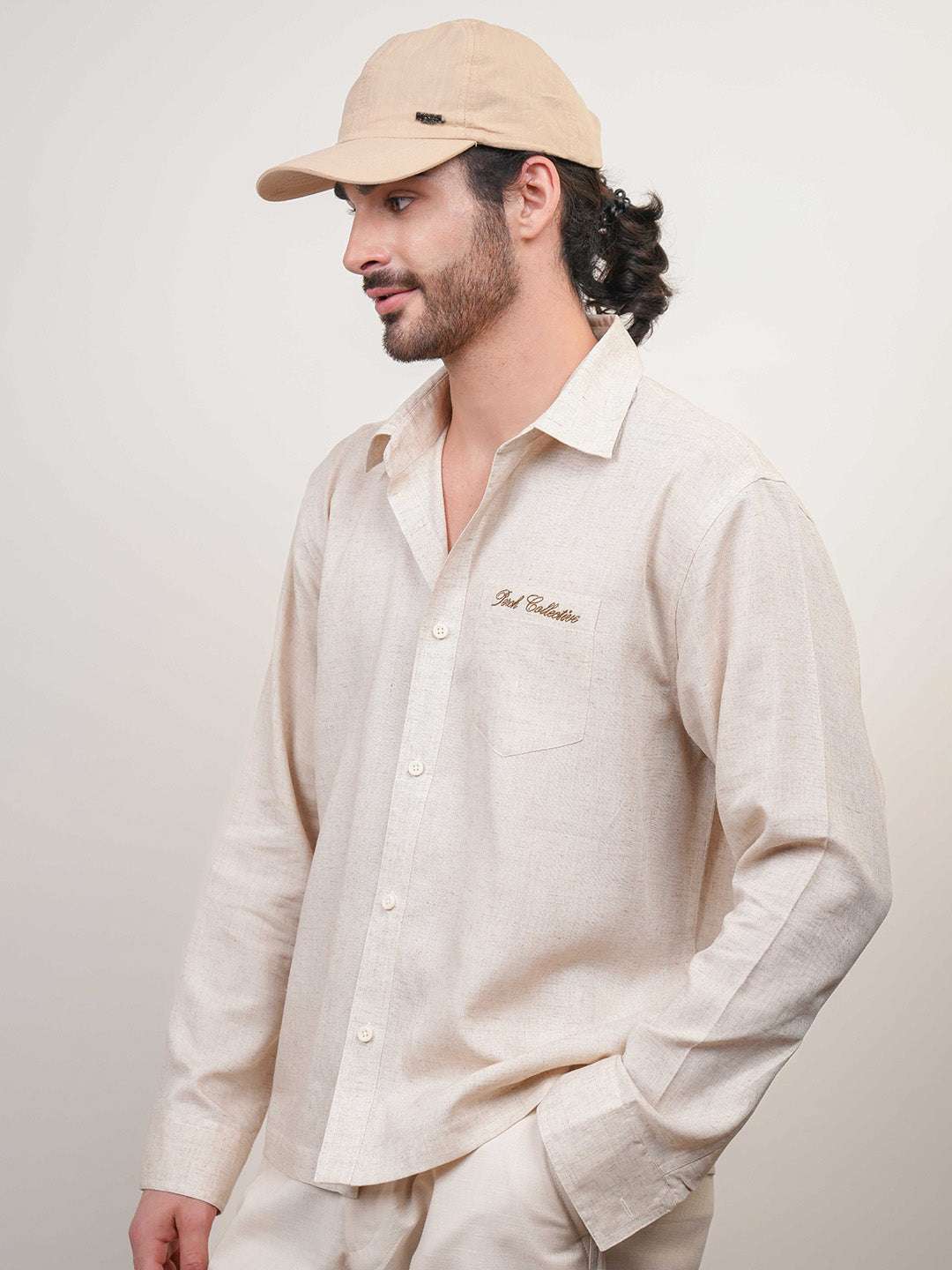 Natural Grains Solid Linen Cotton Boxy Fit Shirt