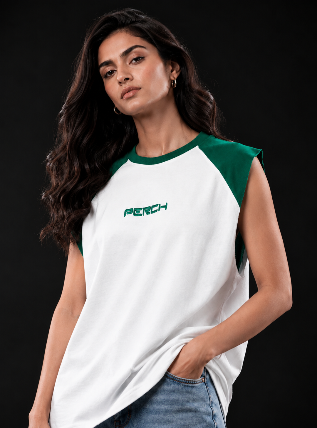Forest Green Raglan Sleeve Oversized Tank Tshirt