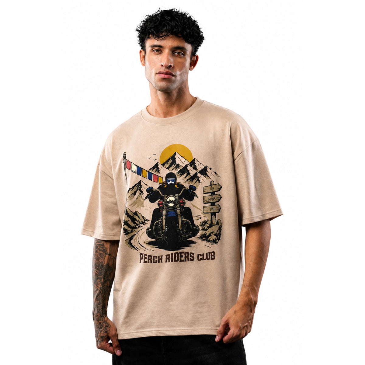Camel Mountain Print Oversized Tshirt
