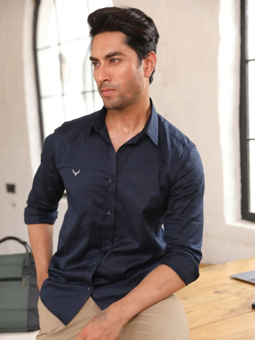 Sapphire Blue Cotton Solid Shirt