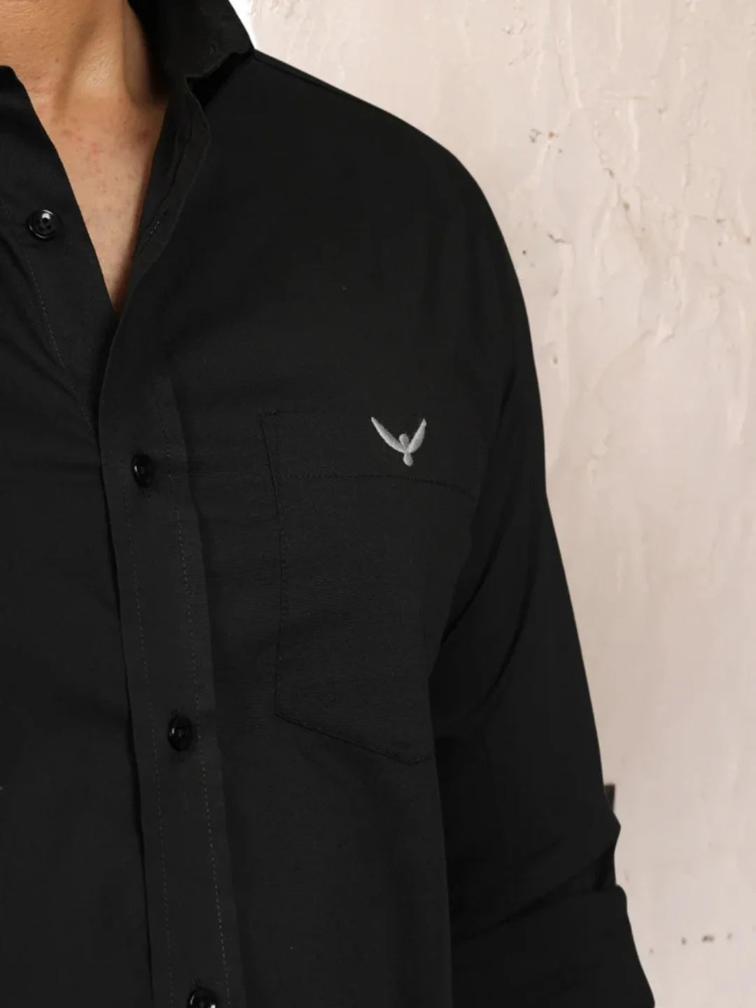 Dark Black Cotton Solid Shirt