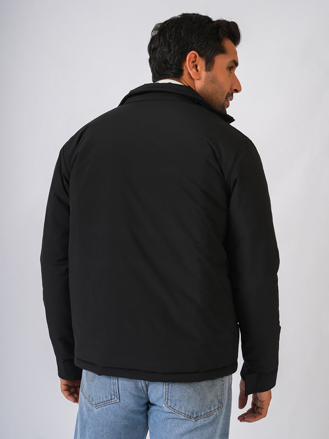 Black Solid Lightweight Bomber Jacket