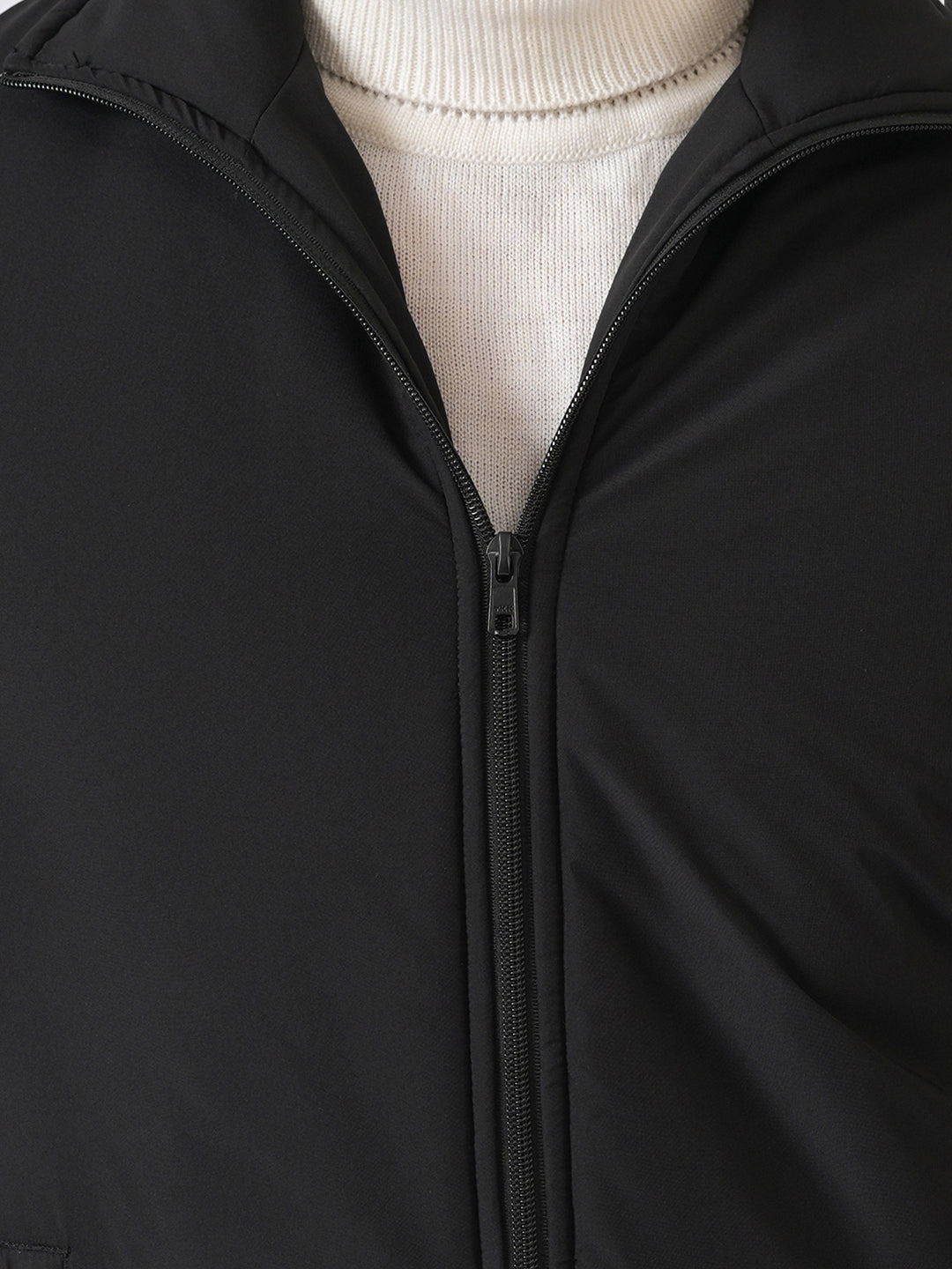 Black Solid Lightweight Bomber Jacket