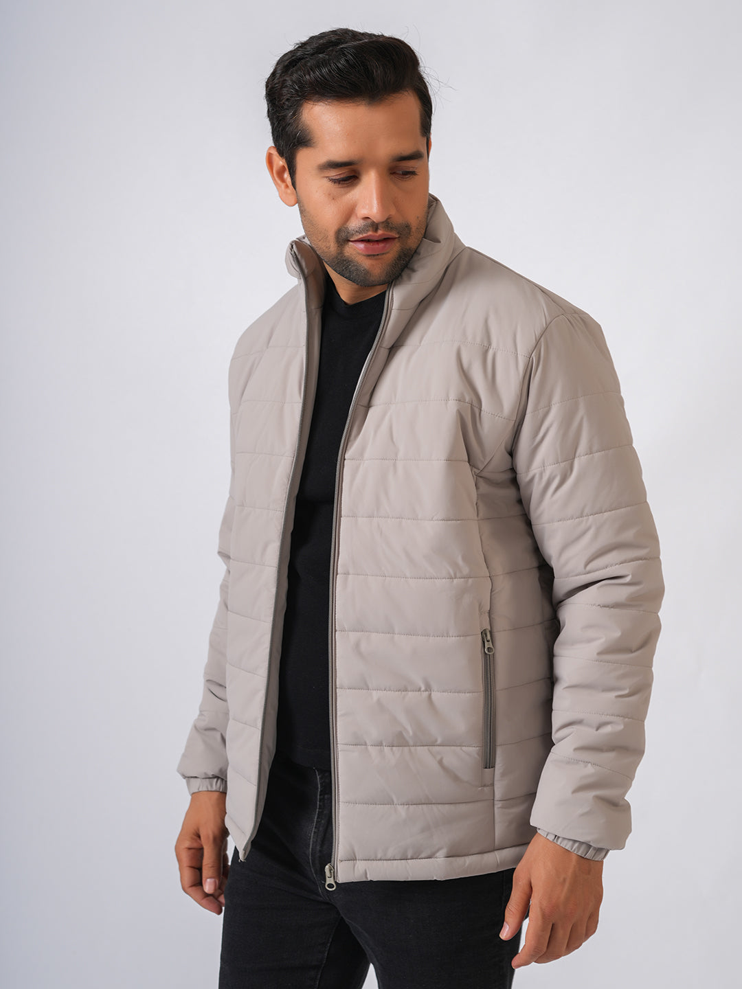 Ivory Solid Lightweight Puffer Jacket