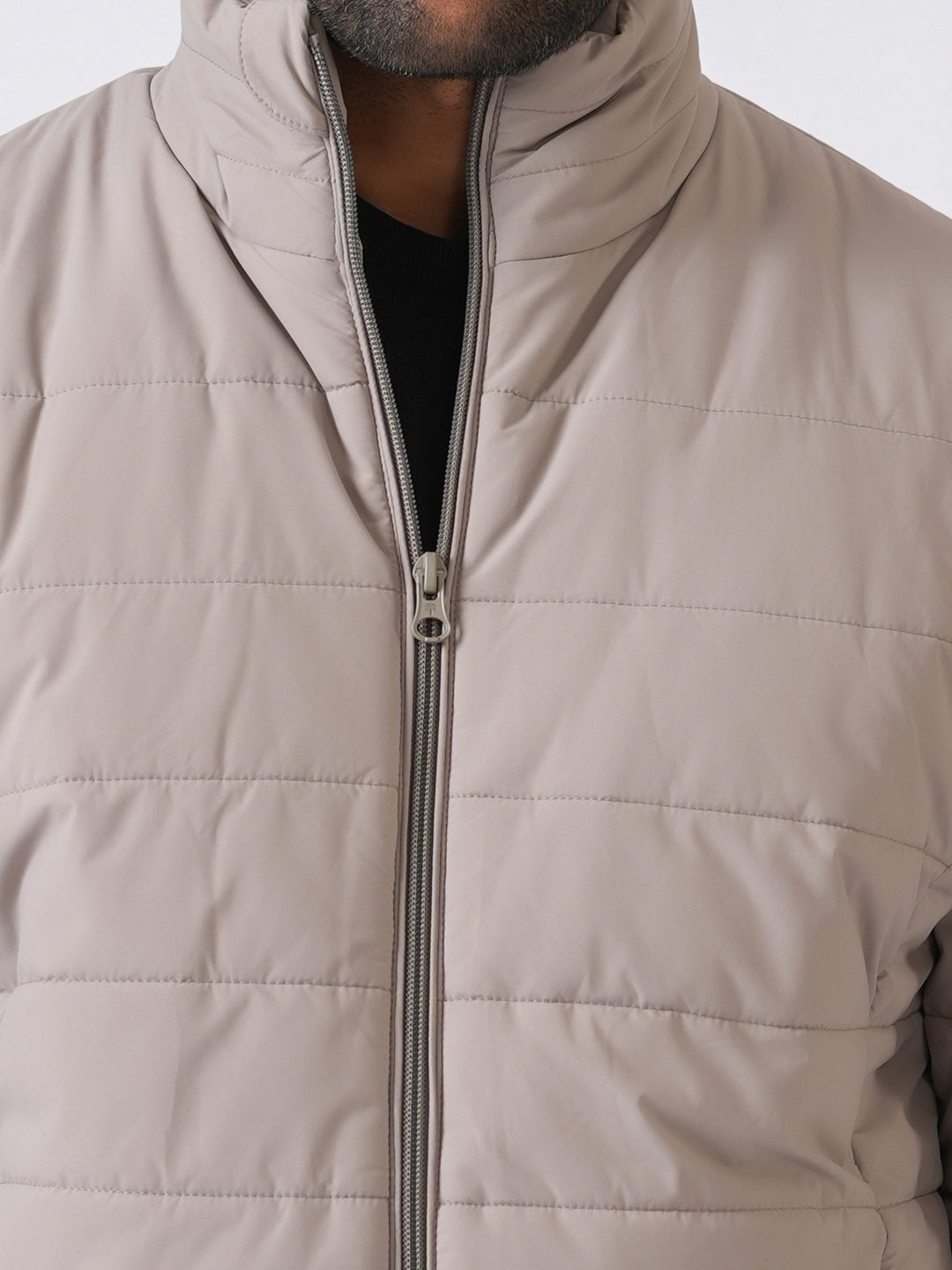 Ivory Solid Lightweight Puffer Jacket