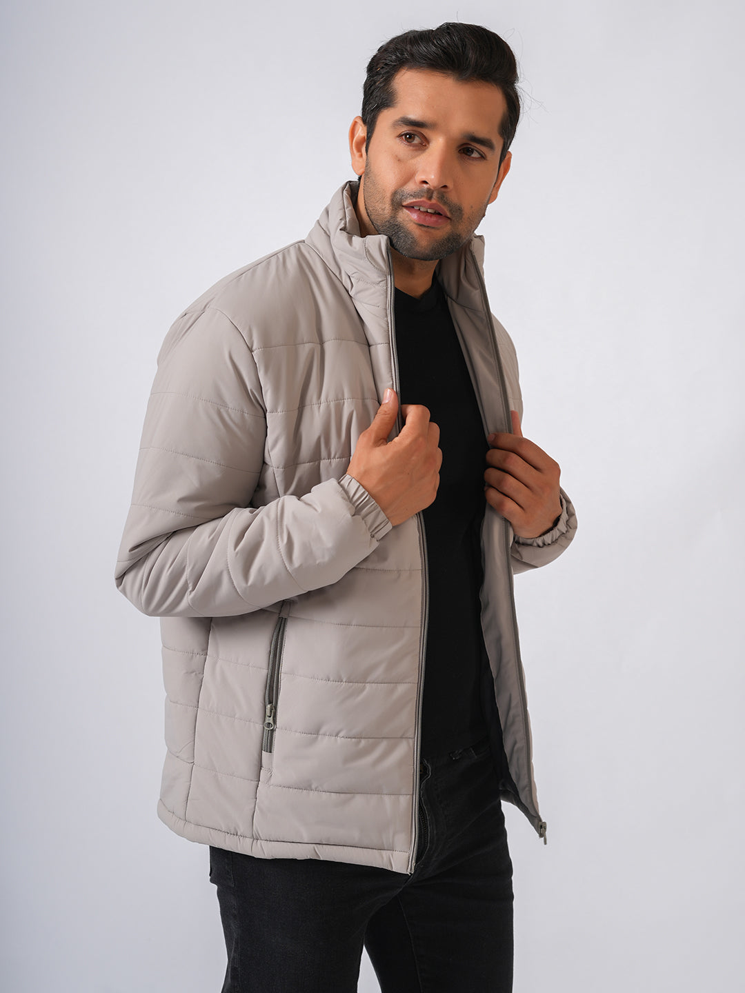 Ivory Solid Lightweight Puffer Jacket