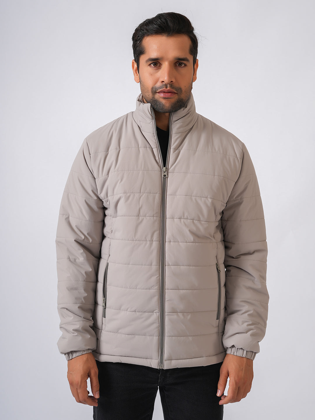 Ivory Solid Lightweight Puffer Jacket