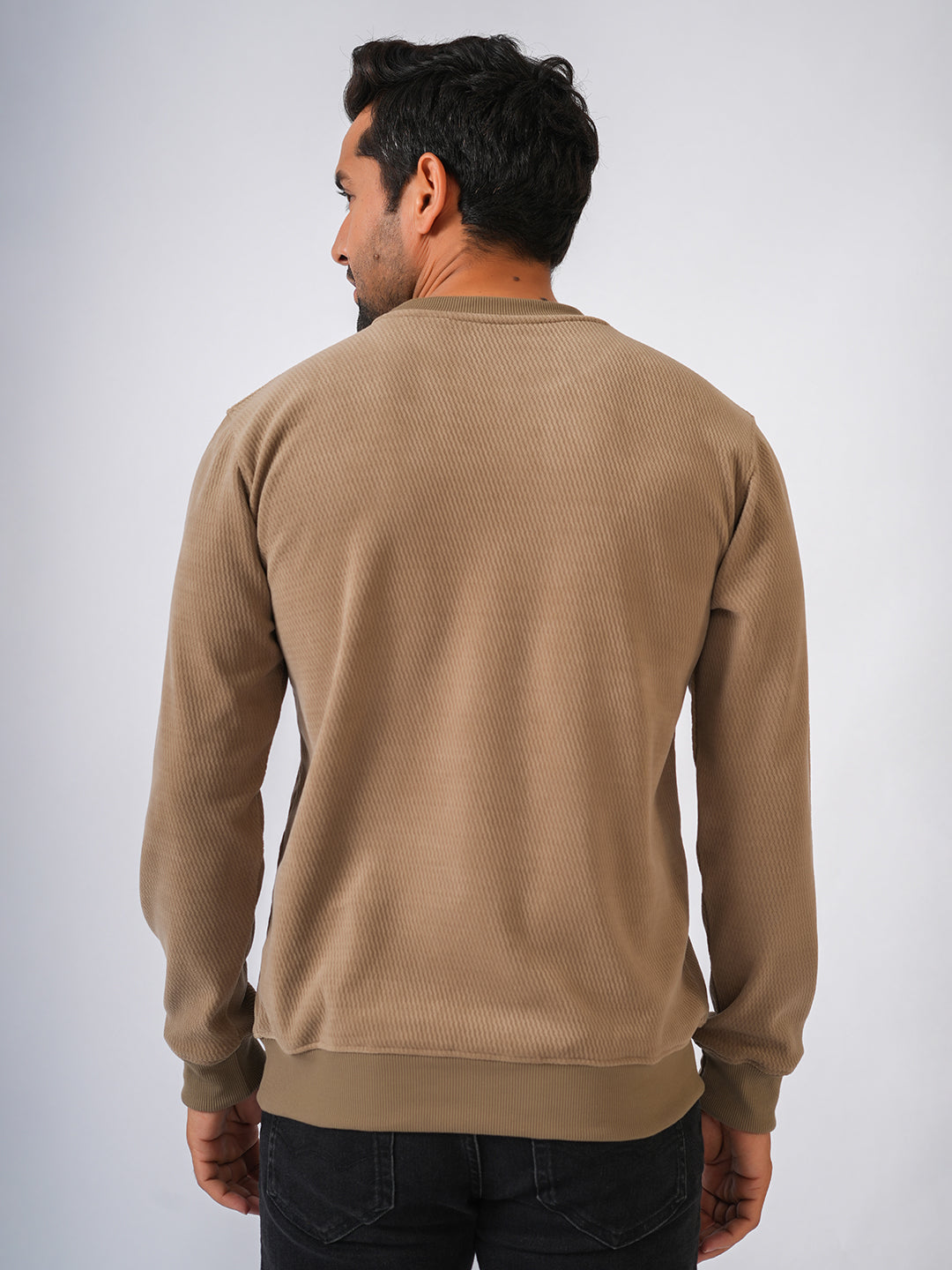 Fawn Solid textured Sweat Knit Sweater