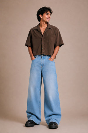 Light Blue Washed Wide Flared Jeans