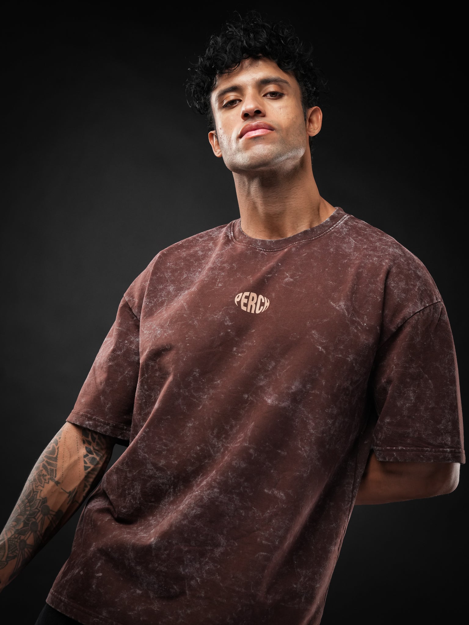 Brown Acid Wash Oversized Tshirt