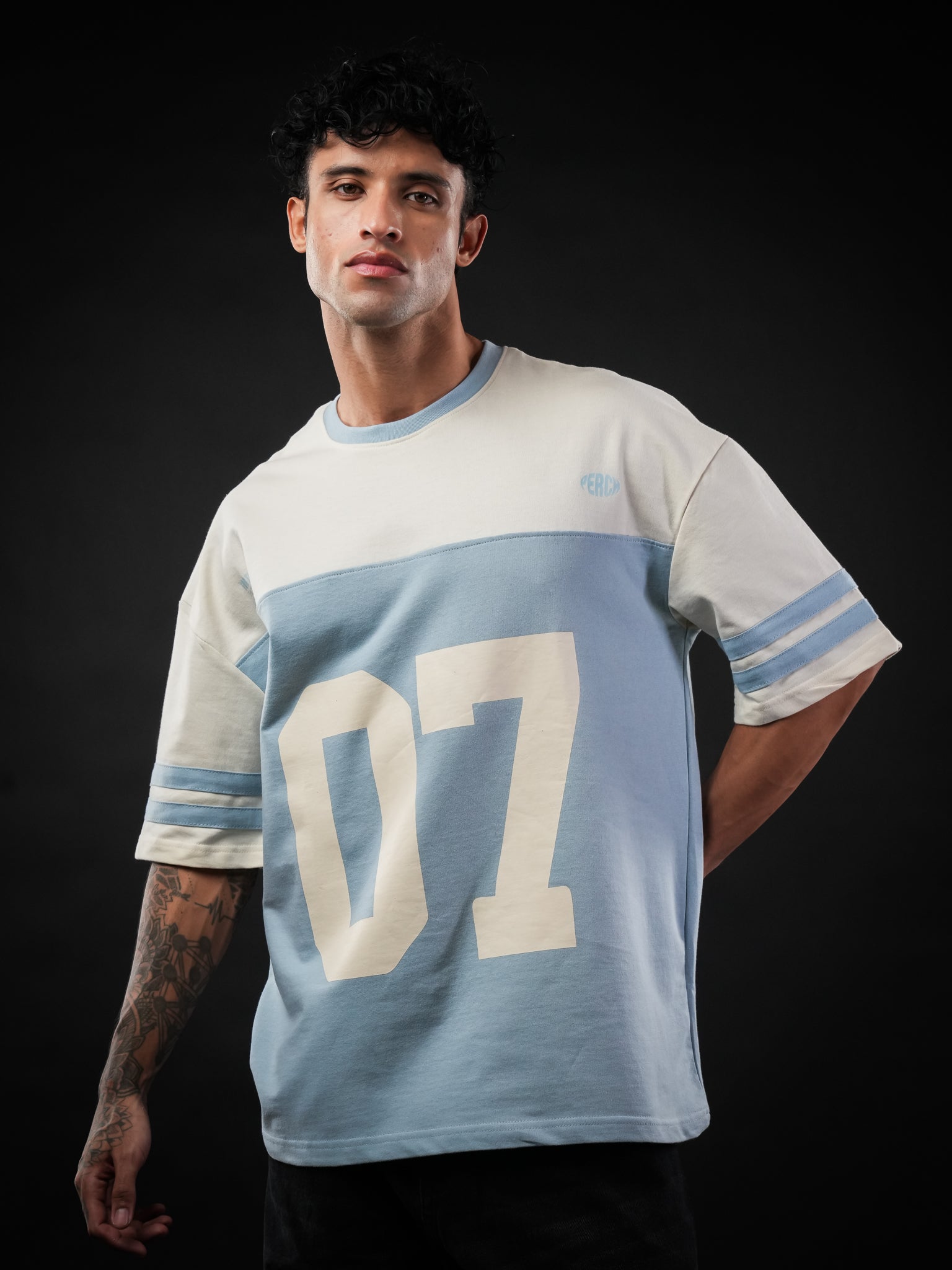 Sky Blue Cut & Sew 07 Oversized Tshirt