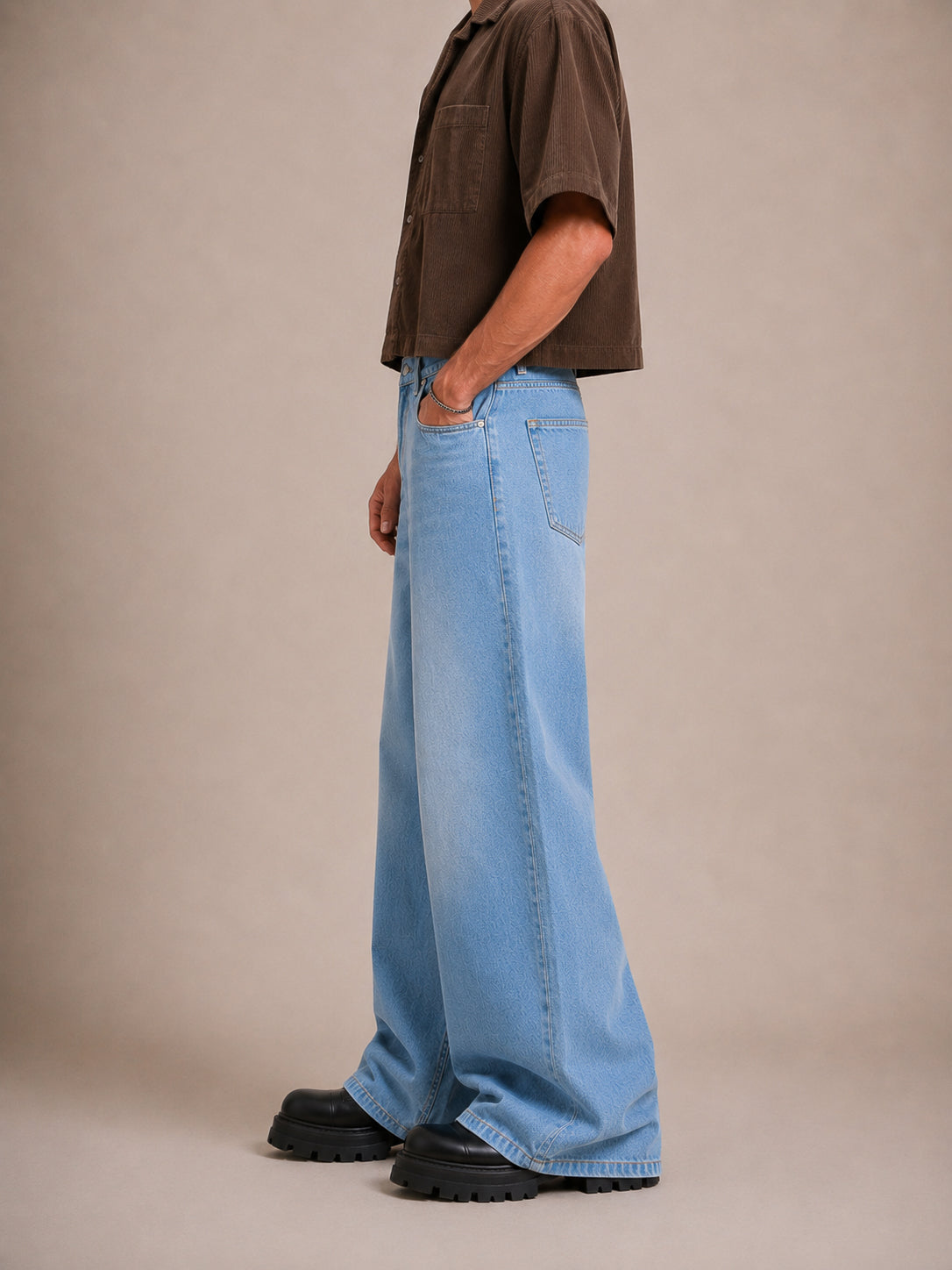 Light Blue Washed Wide Flared Jeans