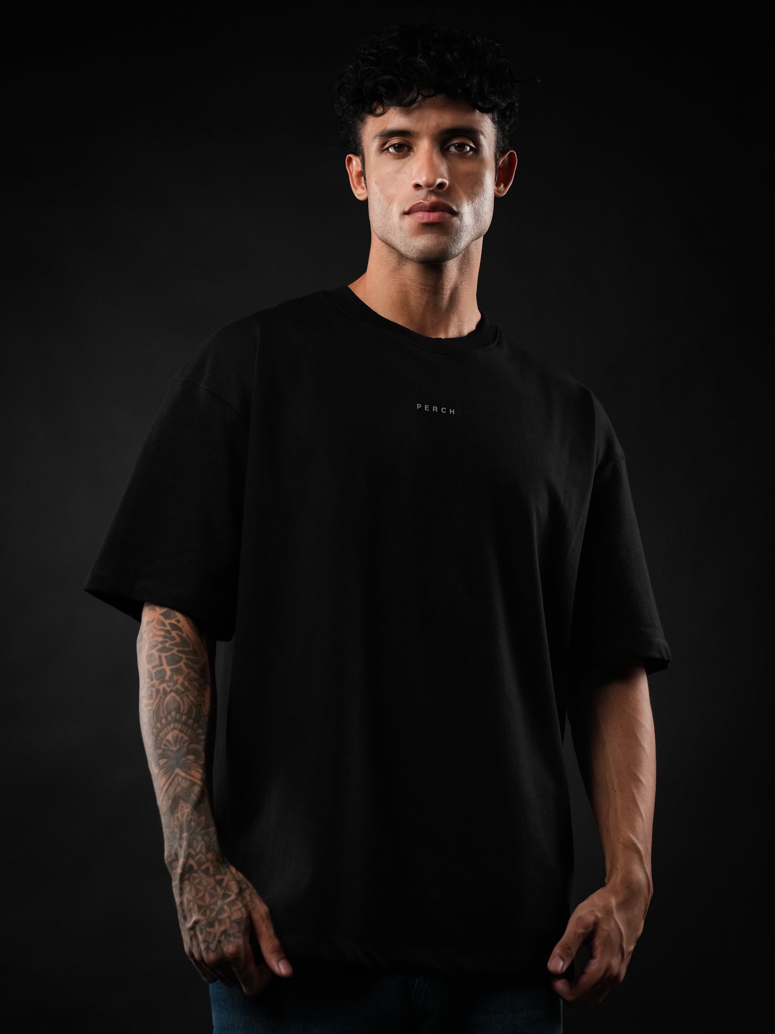 Black Solid Oversized Tshirt