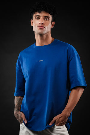 Royal Blue Solid Oversized Tshirt
