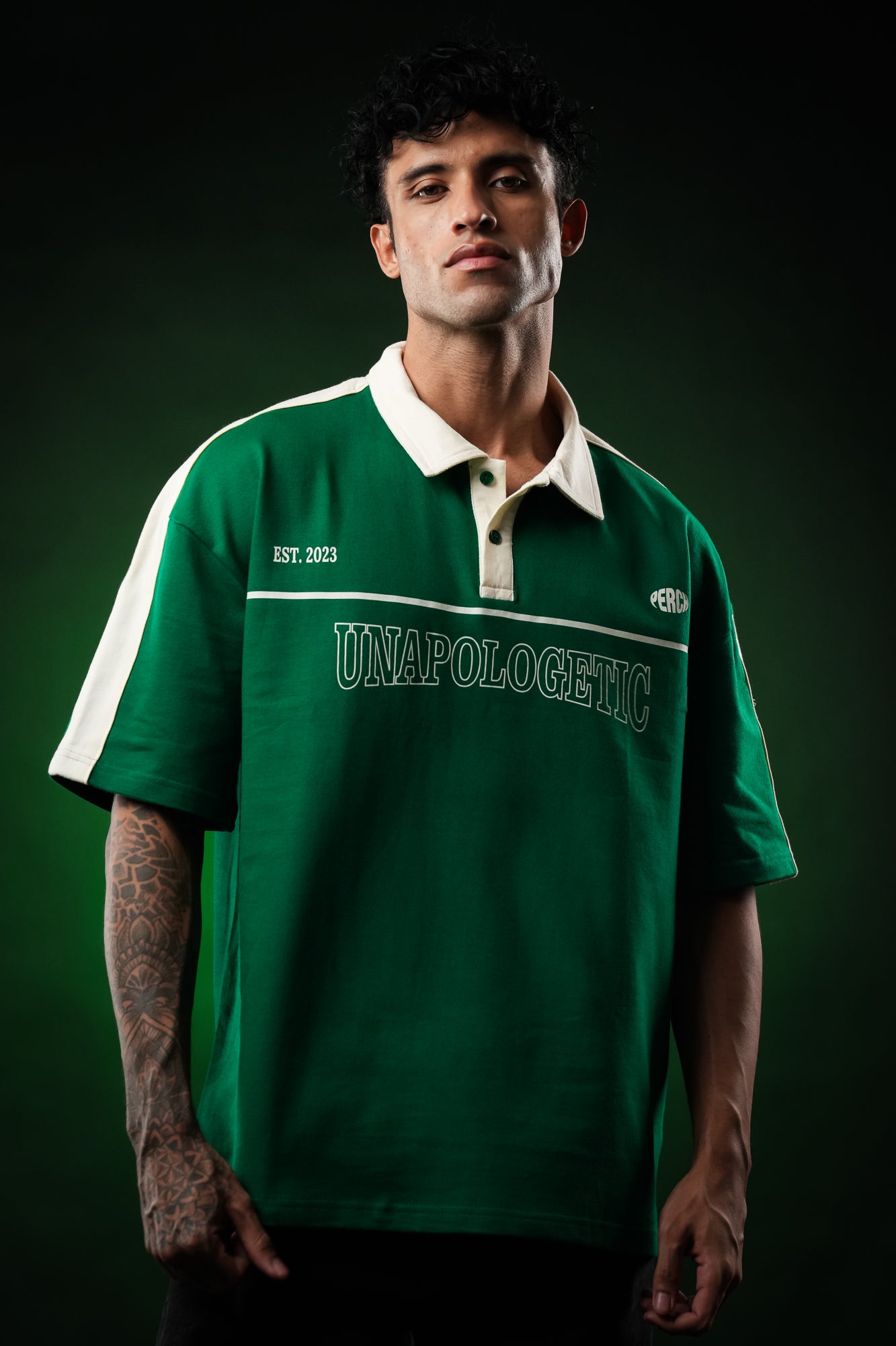 Forest Green Unapologetic Oversized Polo Tshirt