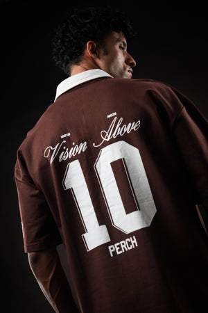 Brown Perch Club Cotton Oversized Polo Tshirt for Men & Women