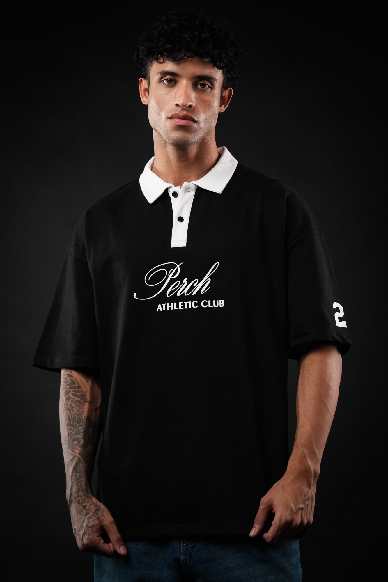 Black Perch Club Oversized Polo Tshirt
