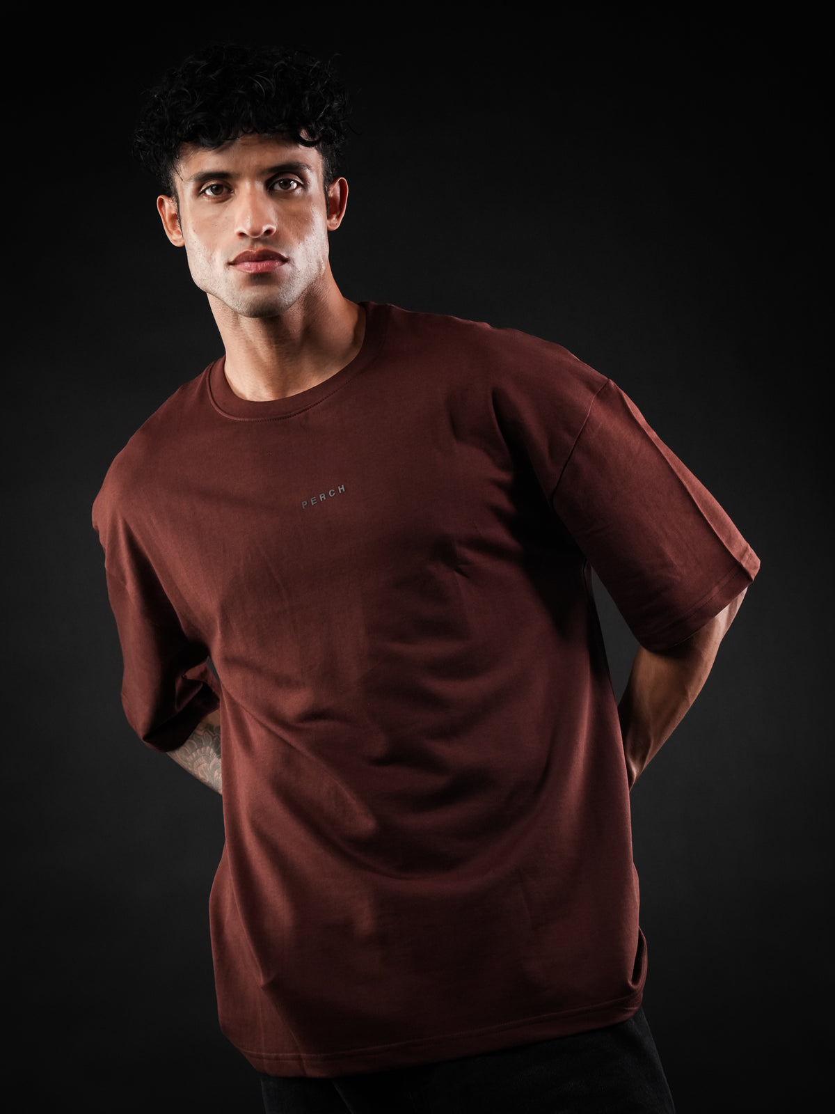 Brown Solid Oversized Tshirt