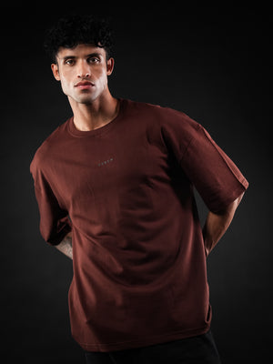 Brown Solid Oversized Tshirt