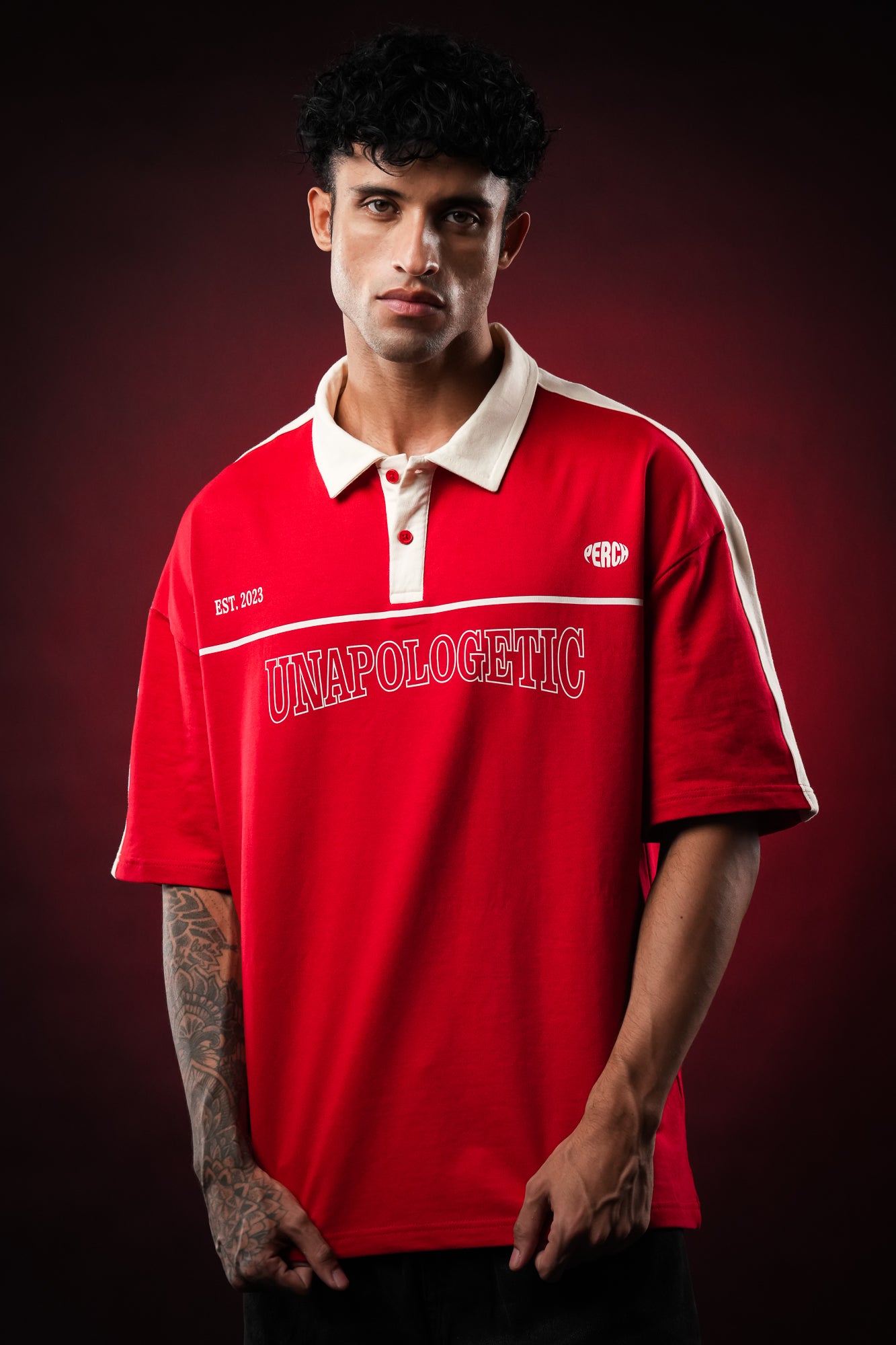 Red Unapologetic Oversized Polo Tshirt