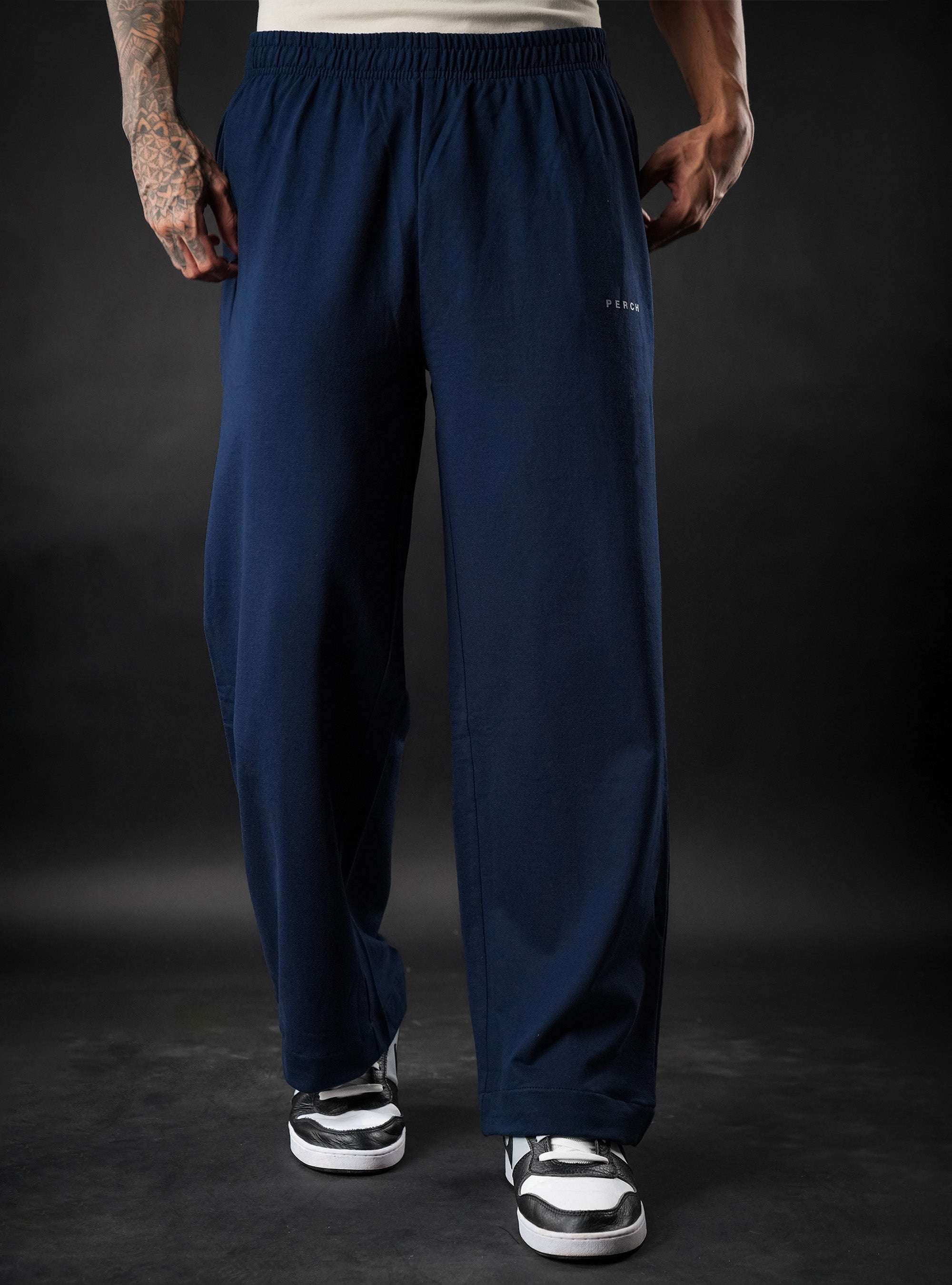 Navy Blue Baggy Mid Rise Cotton Jogger for Men & Women