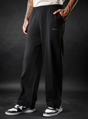 Black Baggy Mid Rise Cotton Jogger for Men & Women