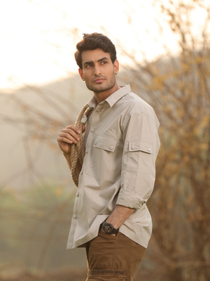 Beige Utility Box Fit Shirt