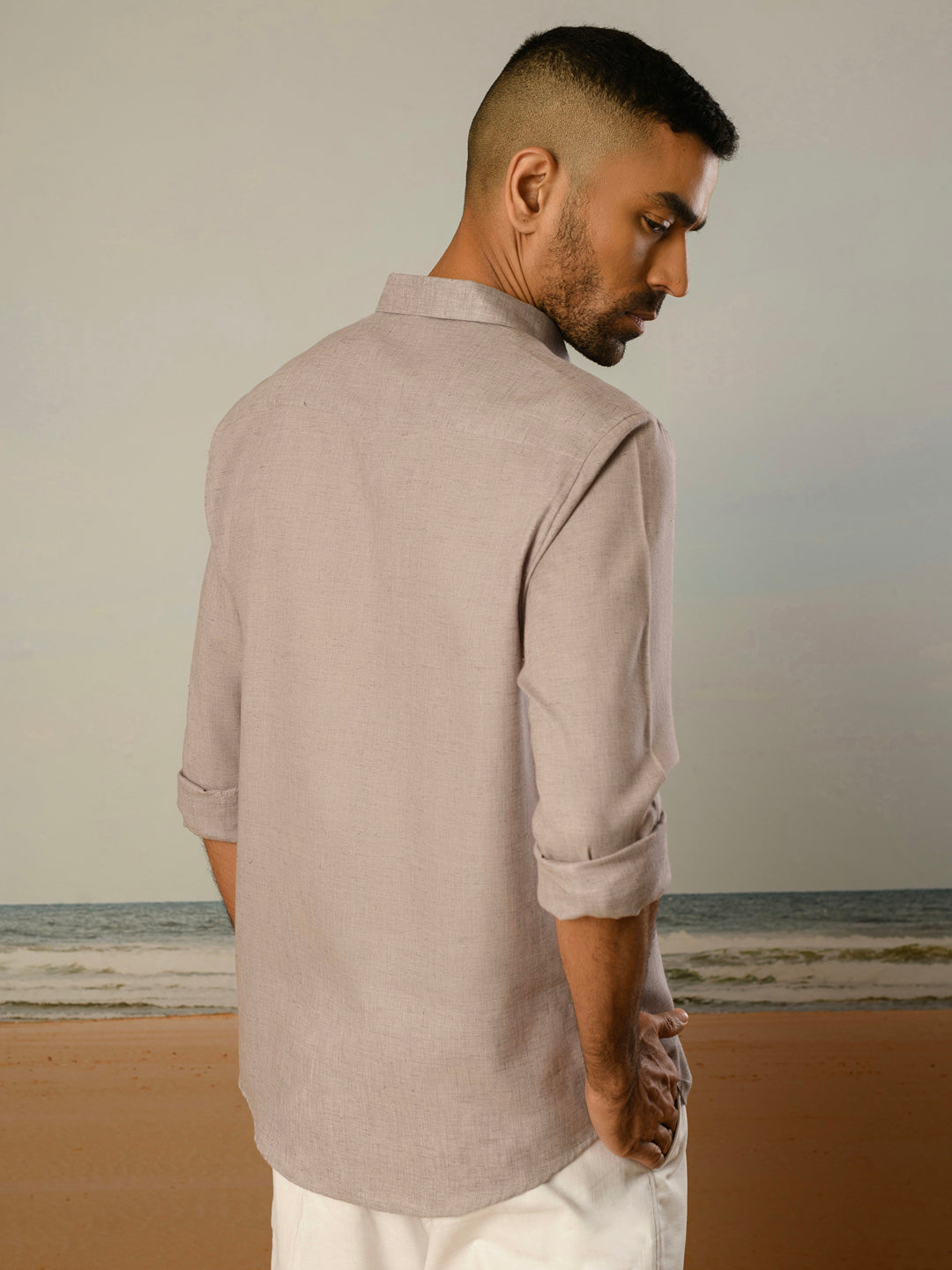 Lavender Solid Slim Fit Linen Cotton Shirt