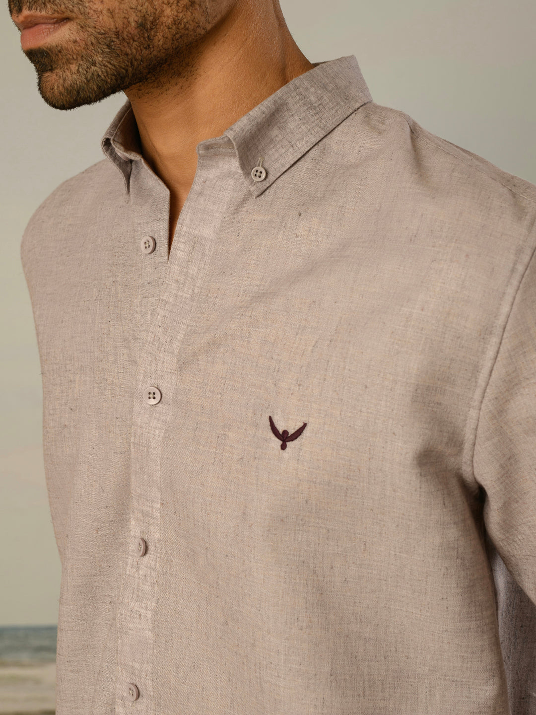 Lavender Solid Slim Fit Linen Cotton Shirt