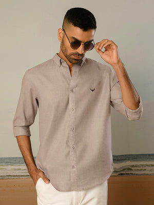 Lavender Solid Slim Fit Linen Cotton Shirt