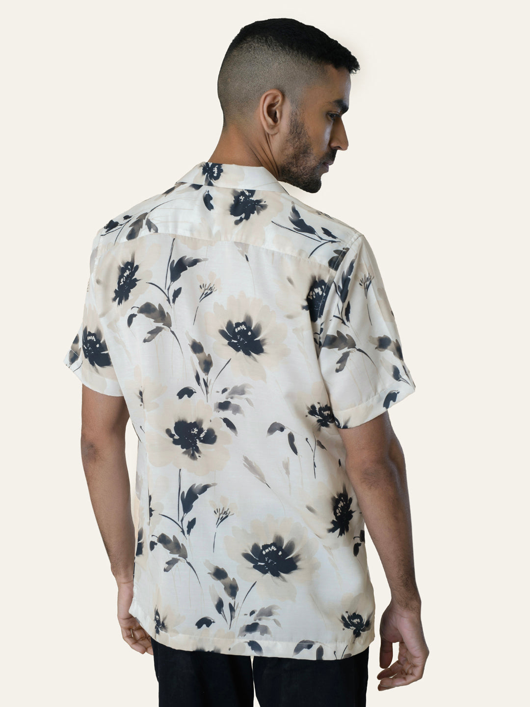 Cream Printed Rayon Shirt