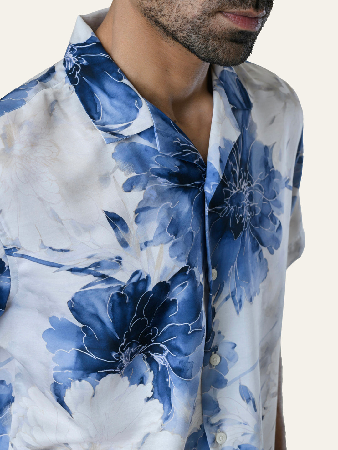 Off White Printed Rayon Shirt