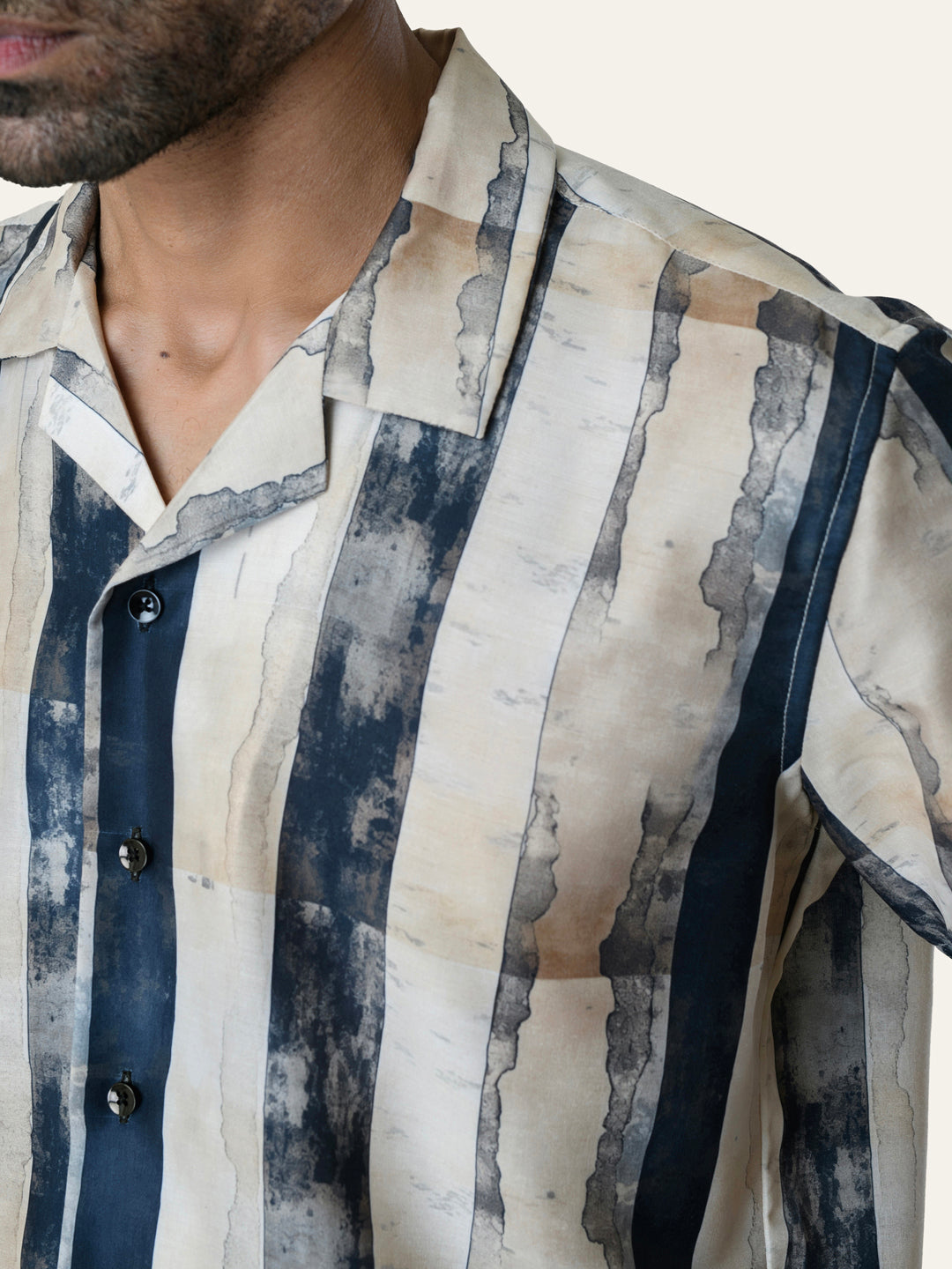 Cream Striped Rayon Shirt