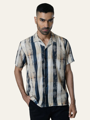 Cream Striped Rayon Shirt