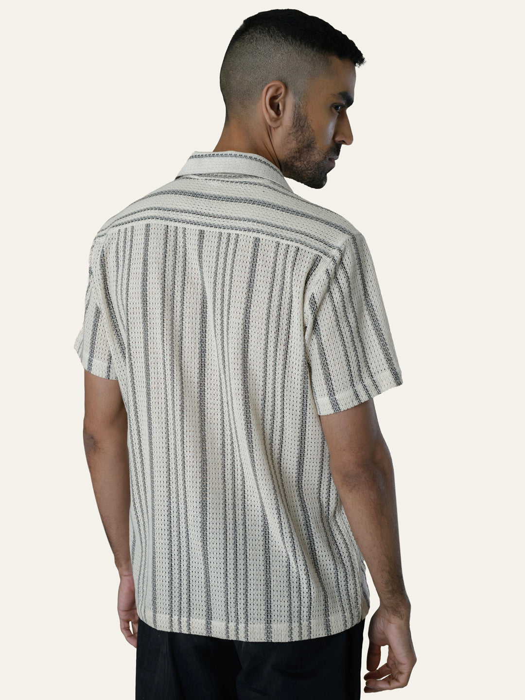 Black Texture Printed Crochet Shirt