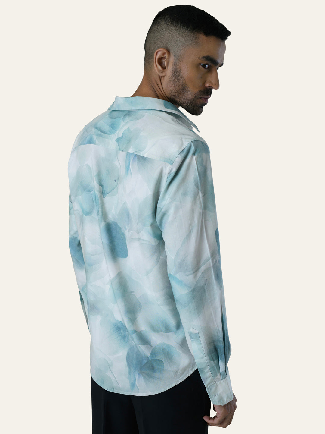 White Printed Slim Fit Rayon Shirt