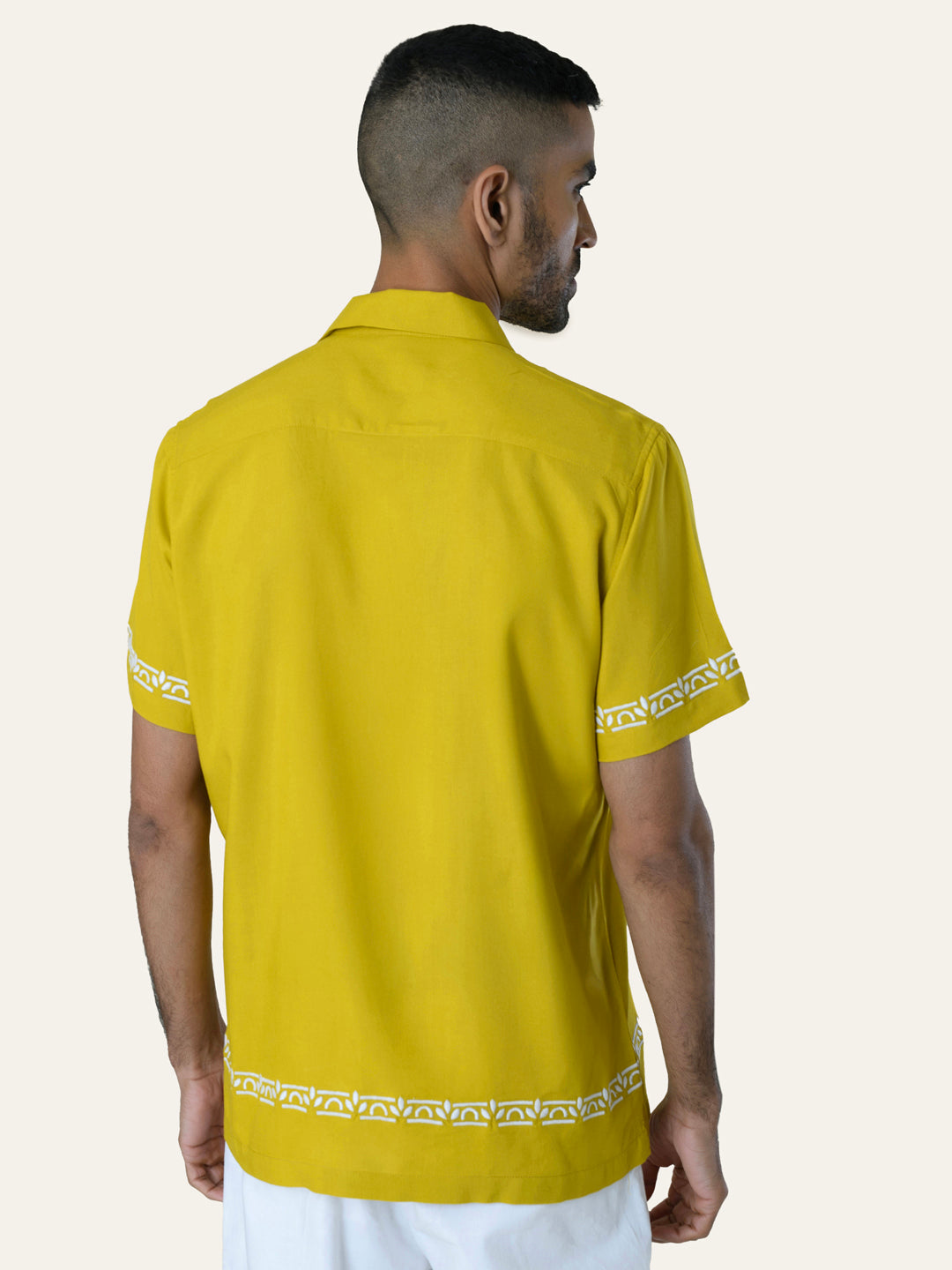 Yellow Embroidery Rayon Shirt