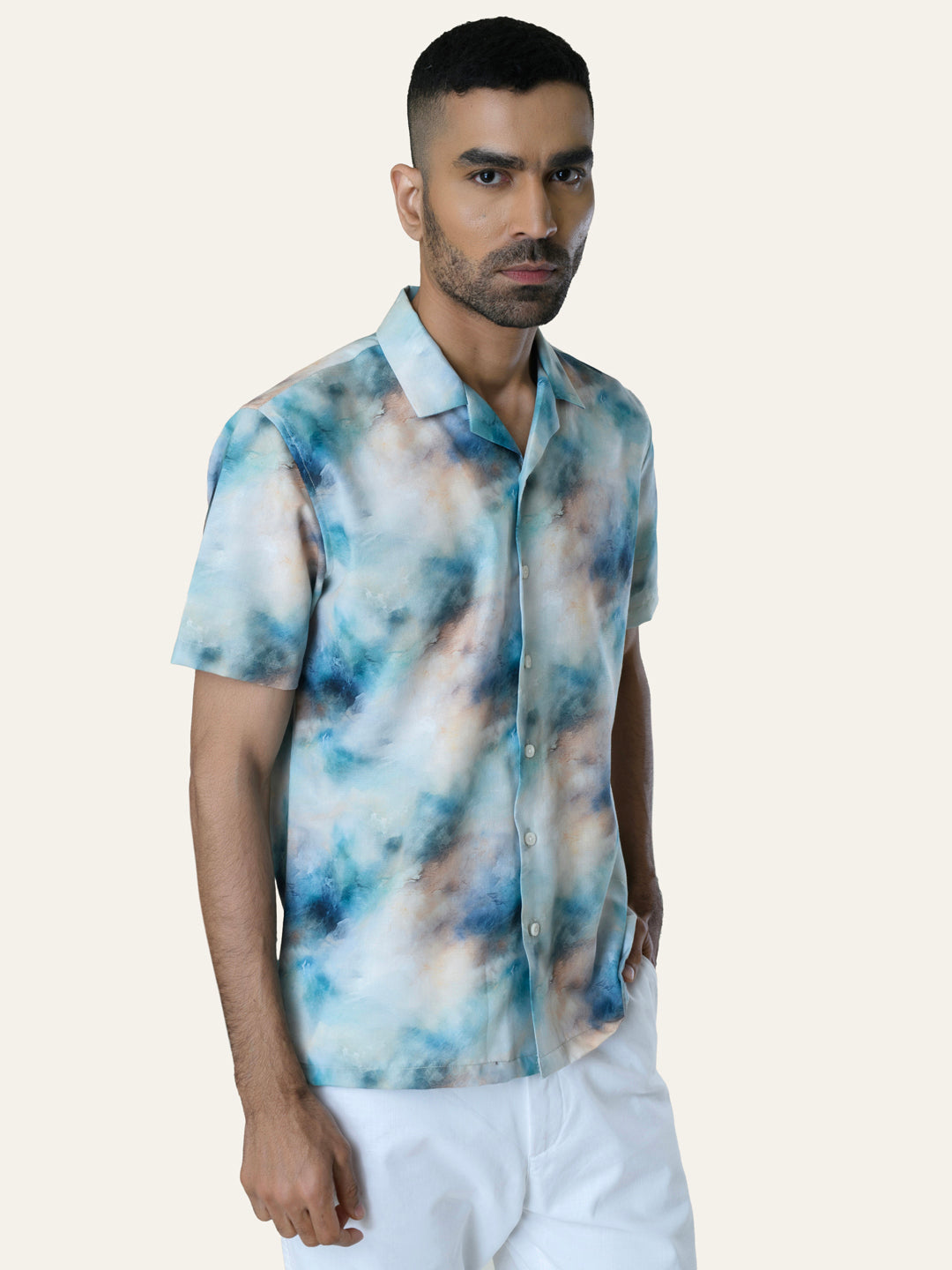 Green Printed Rayon Shirt