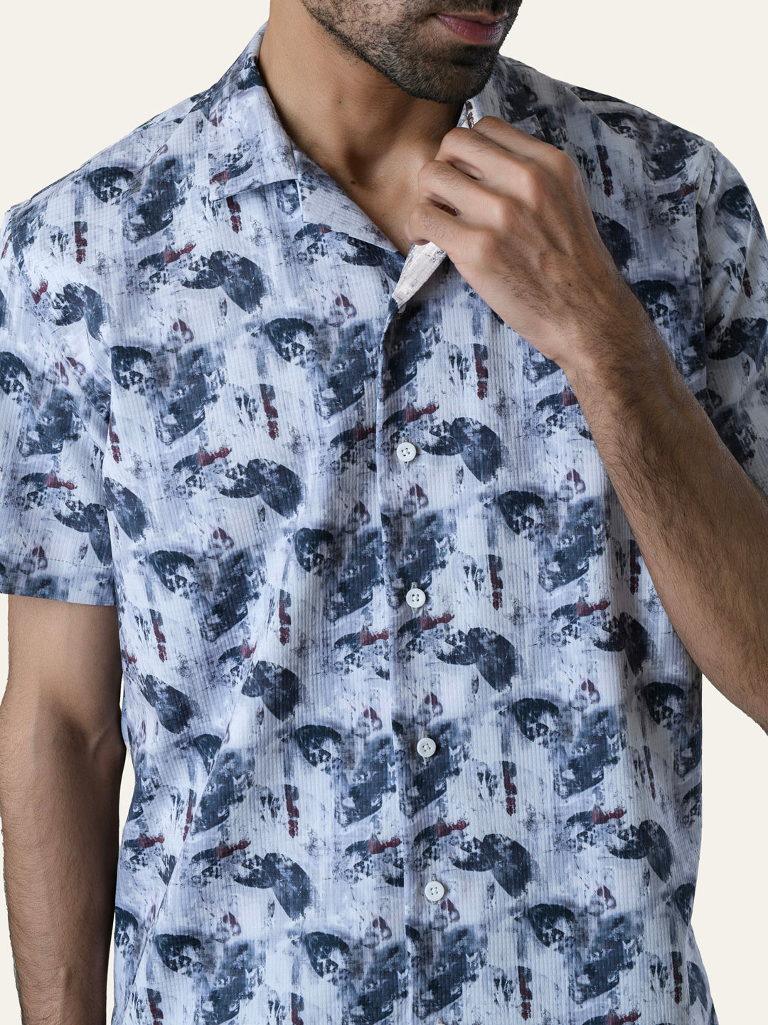 Blue Printed Rayon Shirt