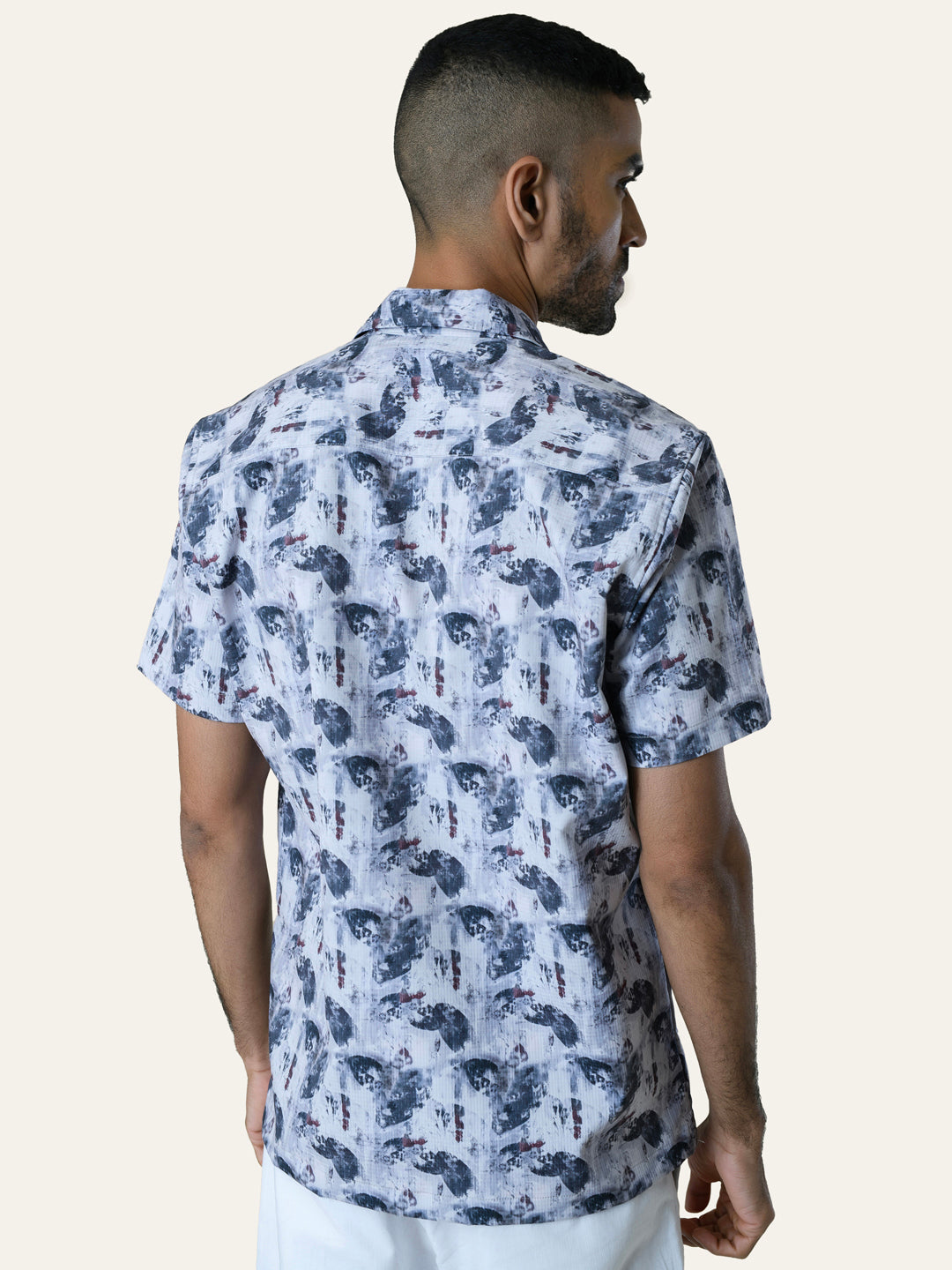 Blue Printed Rayon Shirt