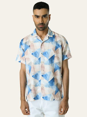 Blue Printed Rayon Shirt