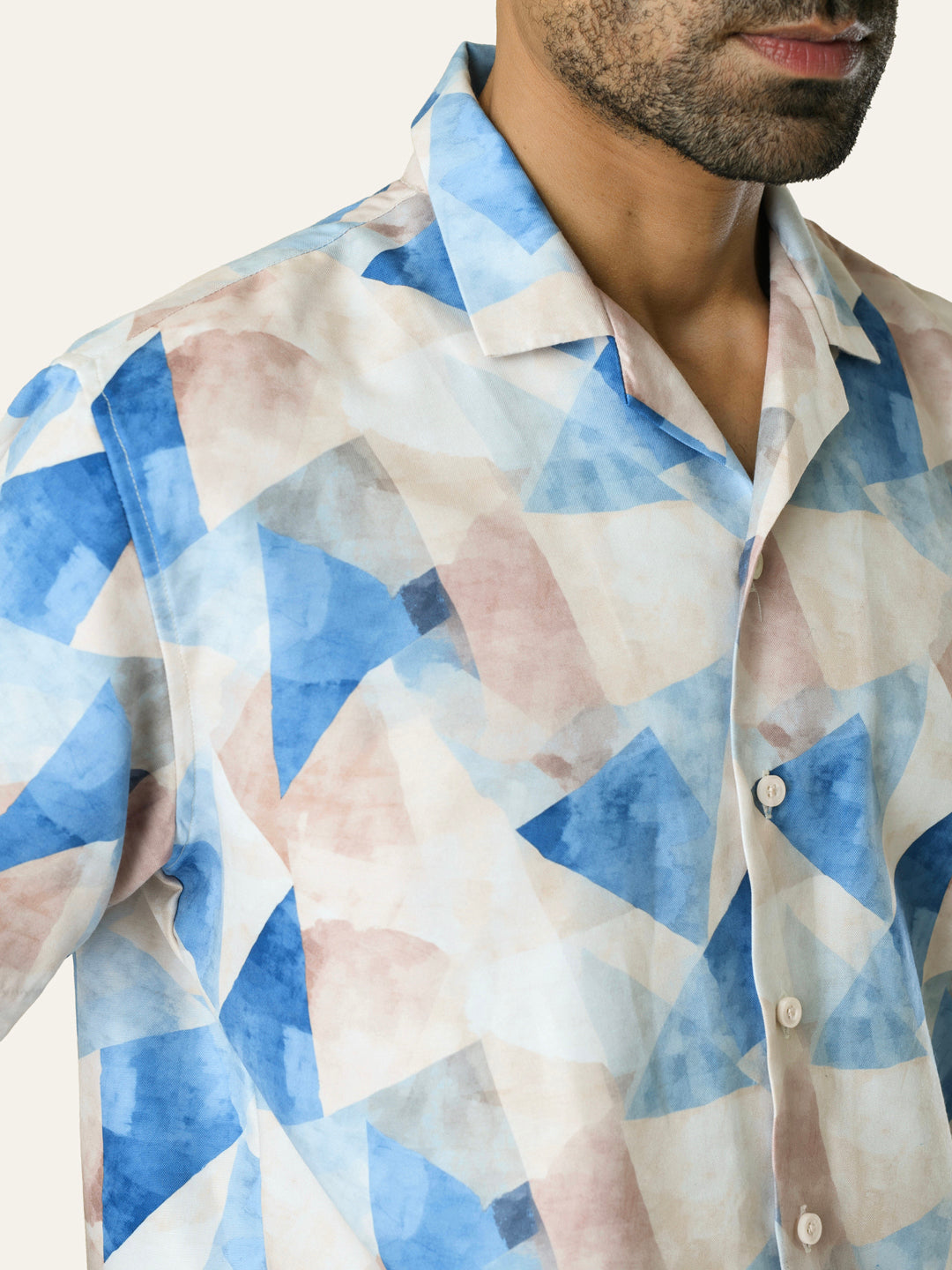 Blue Printed Rayon Shirt