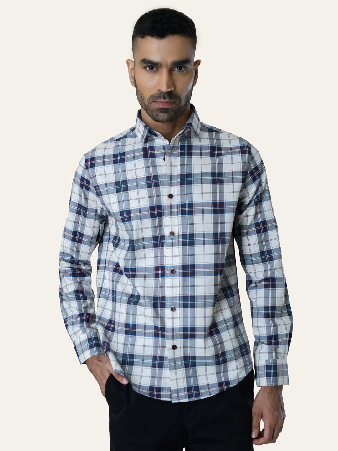 Wine Cotton Checked shirt