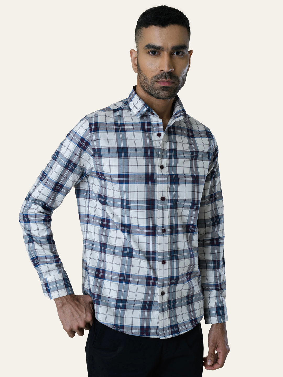 Wine Cotton Checked shirt
