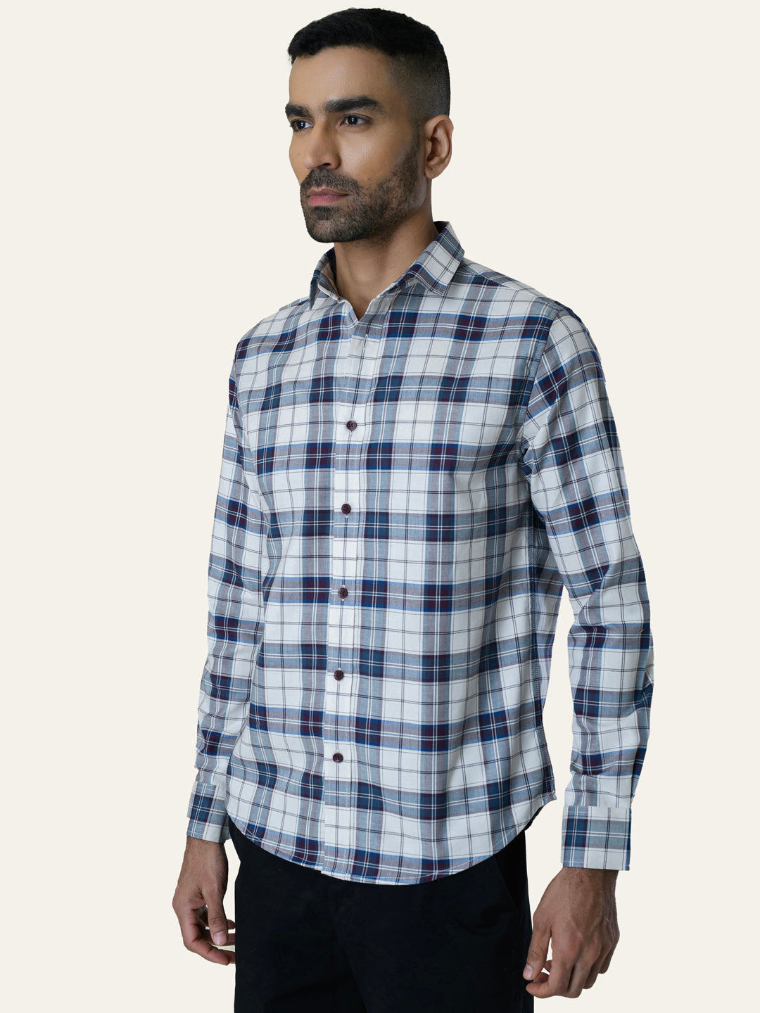 Wine Cotton Checked shirt