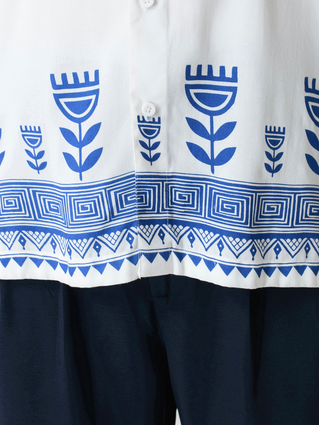 Off White Printed Rayon Shirt