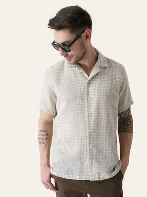 Beige textured Linen Shirt