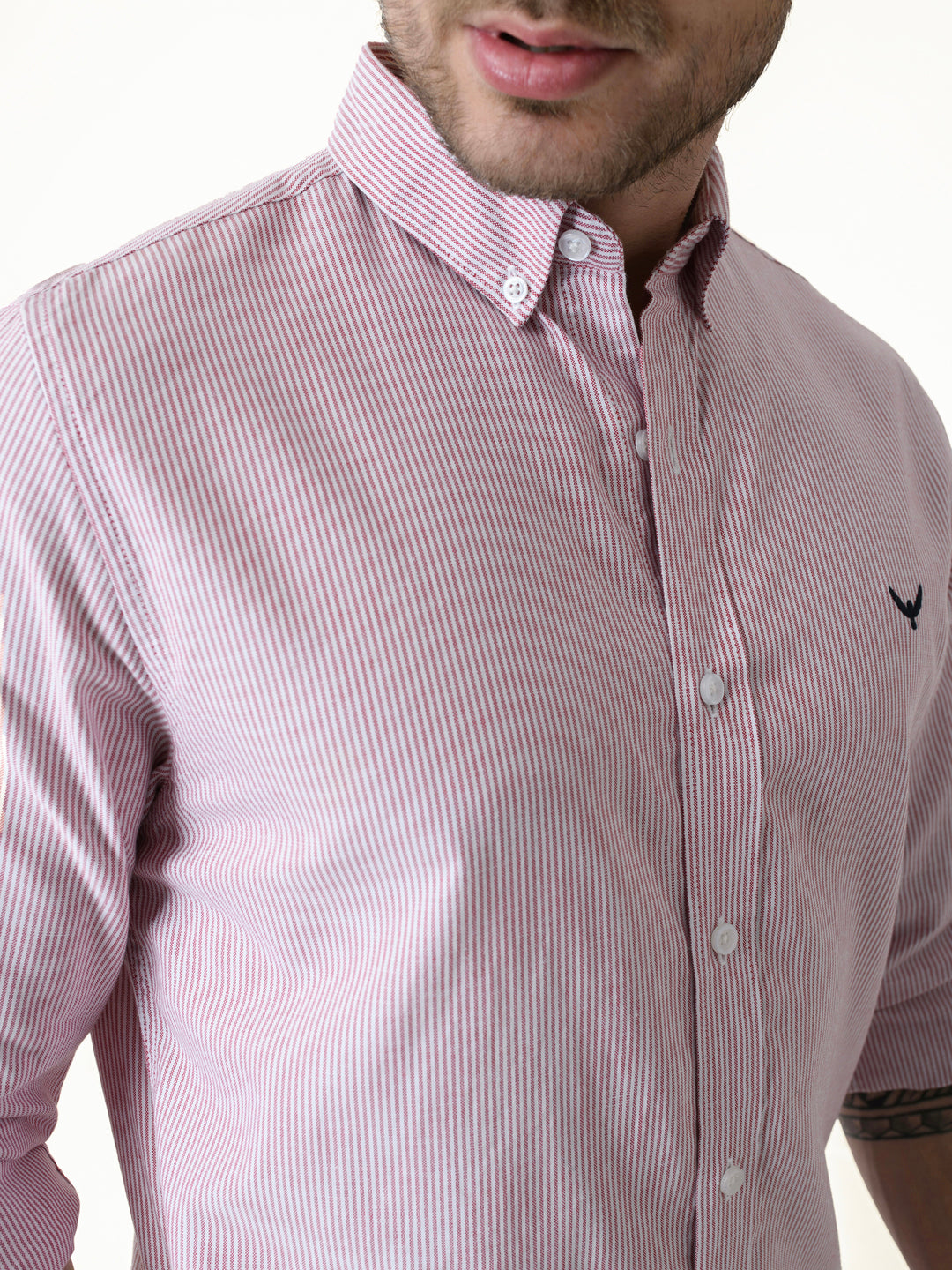 Red Striped Slim Fit Cotton Shirt